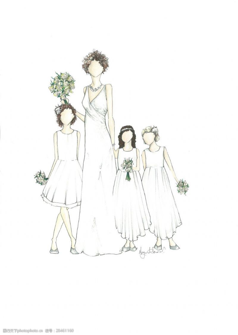 设计手稿新娘花童服装设计