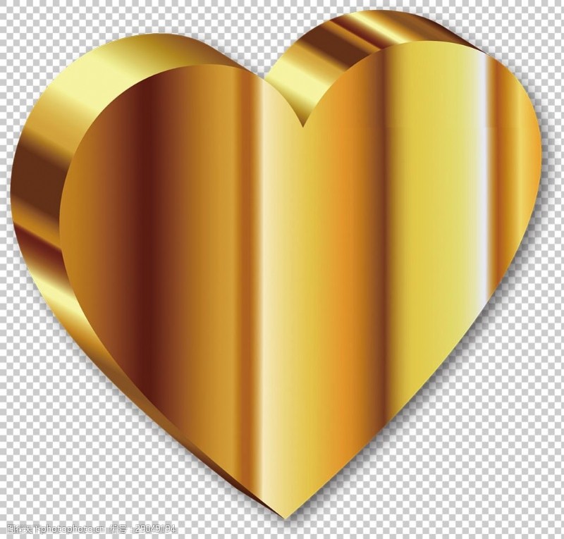 金牌块心形黄金图免抠png透明图层素材