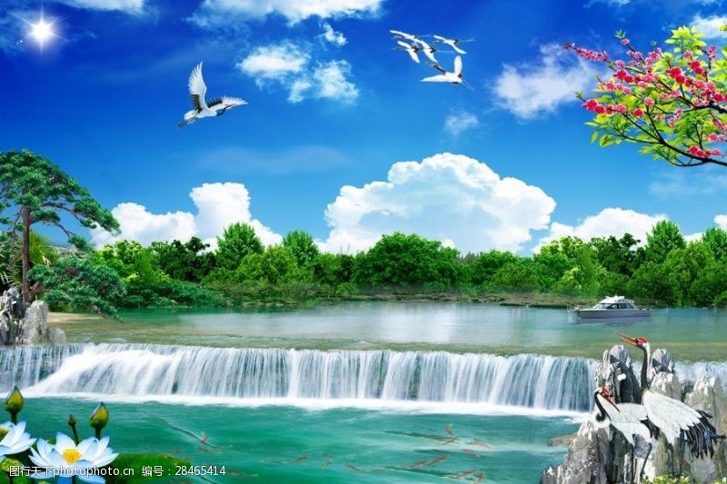 国画瀑布山水画- 第一字画网Powered by Hishop