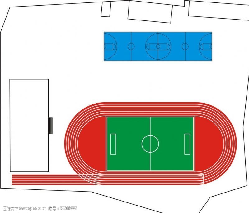 足球场平面图标准操场中间含足球场旁边