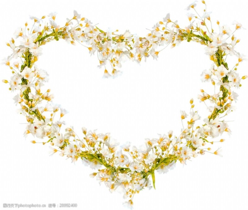 矢量花纹免费下载小花朵边框心形花环素材图片