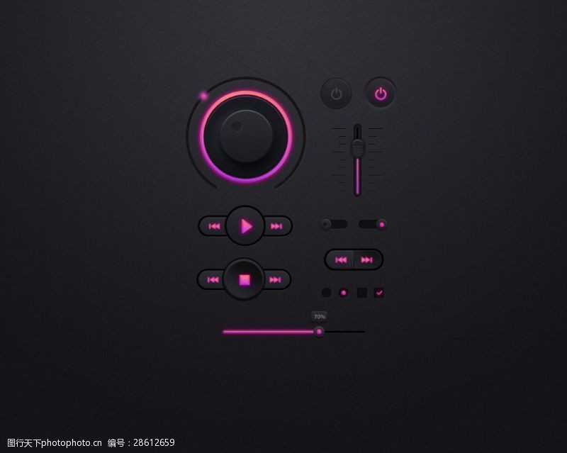 网页图标素材下载紫色音乐播放进度按钮素材下载