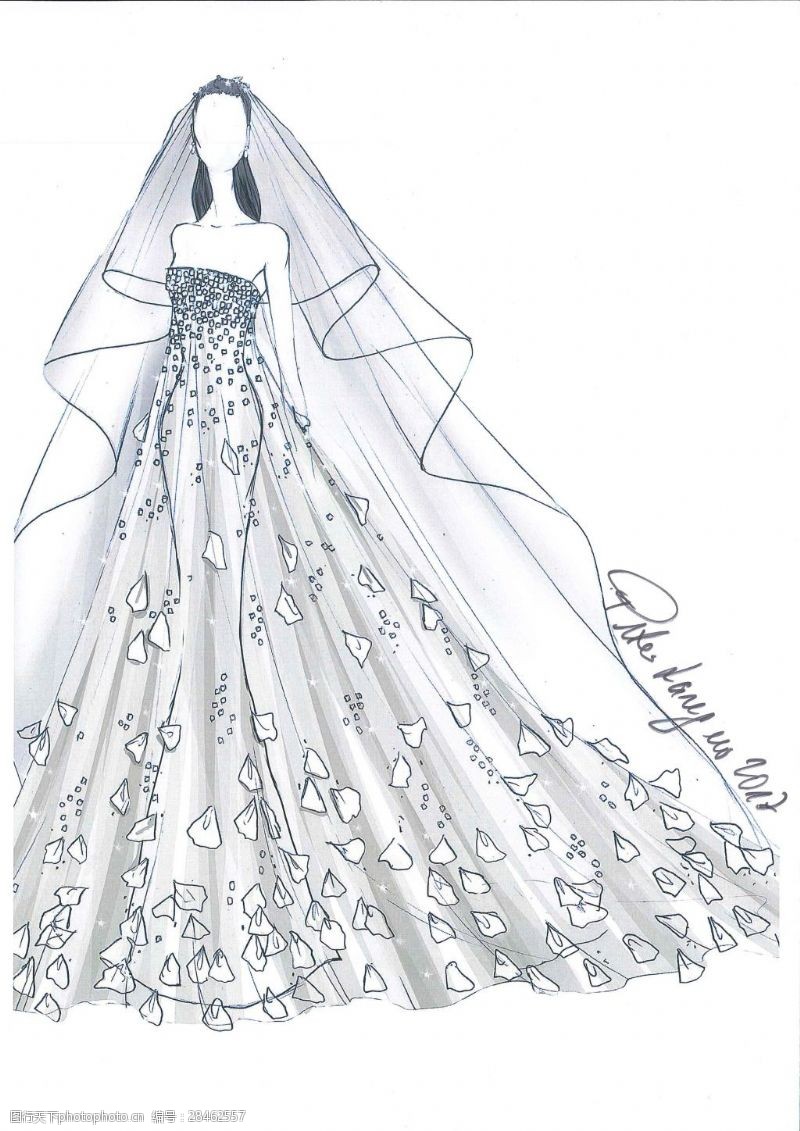 设计手稿创意婚纱设计效果图
