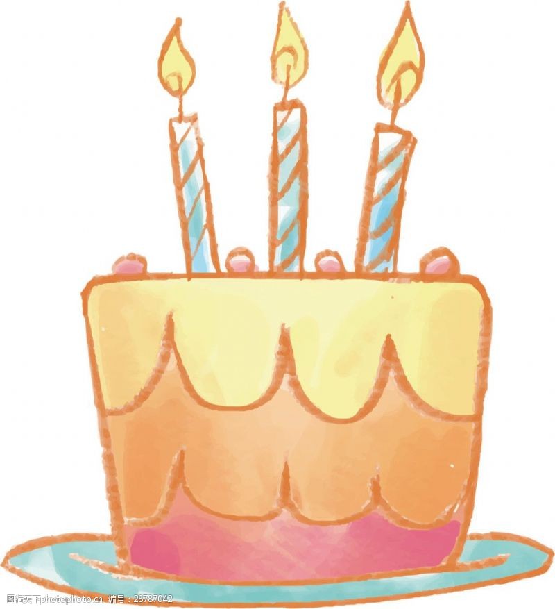 手绘蛋糕手绘彩色卡通蛋糕素材图片