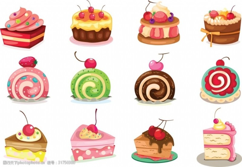 蛋糕免费下载矢量美味蛋糕甜品可爱卡通