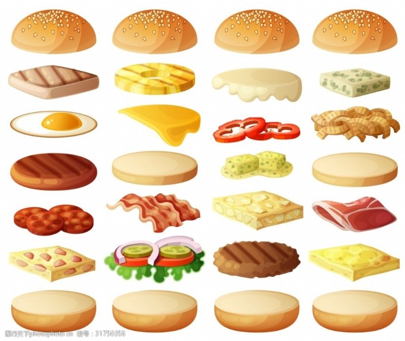 牛肉堡汉堡食物图标矢量素材