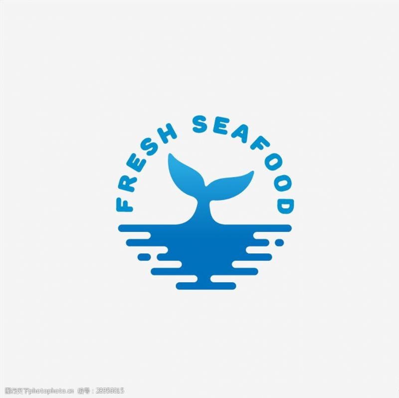 徽章蓝色抽象海洋海鲜logo