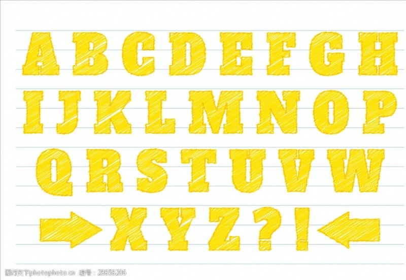 多彩字母黄色字母设计