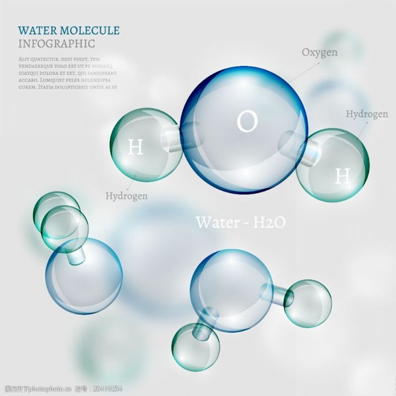 水泡透明水分子信息图表元素矢量素材