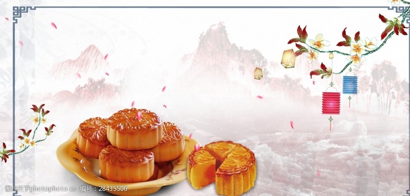 印刷面料中秋月饼广告背景