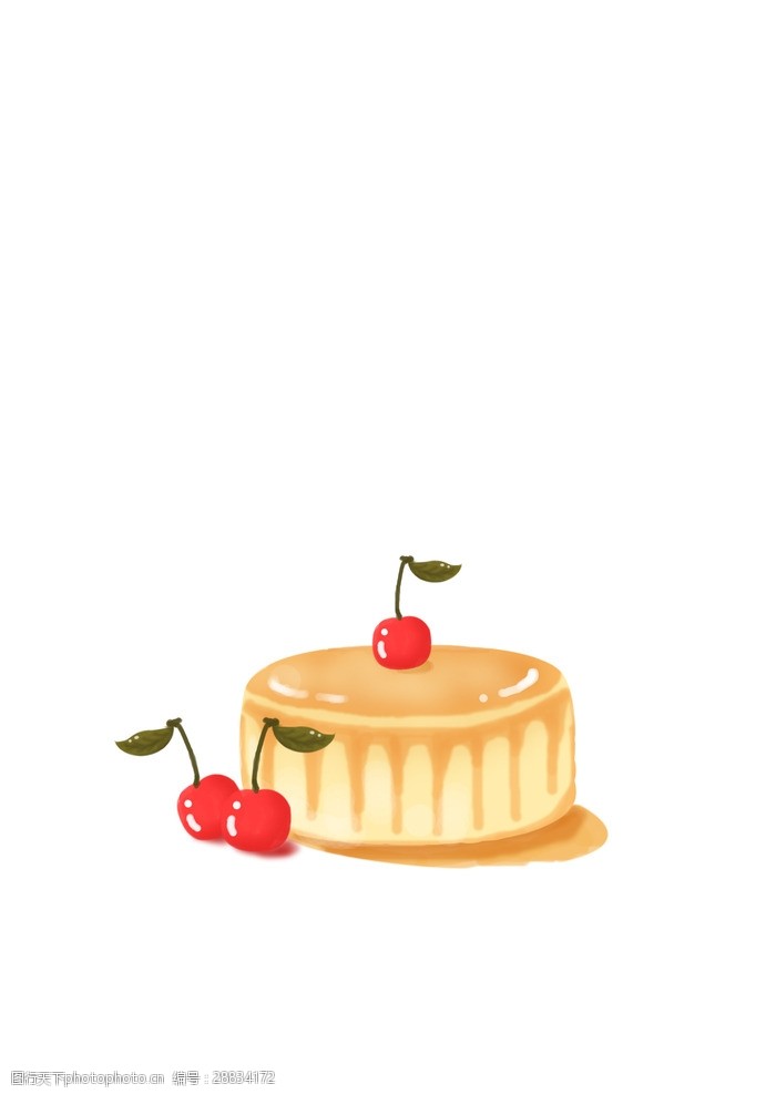 手绘蛋糕鼠绘樱桃焦糖布丁