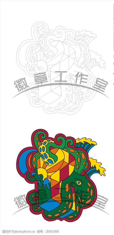 八爪鱼卡通抽象插图设计奇葩徽章