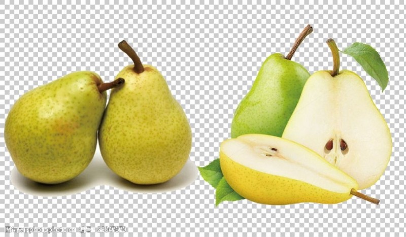 卡通梨切片切开的梨子图片免抠png透明图层素材