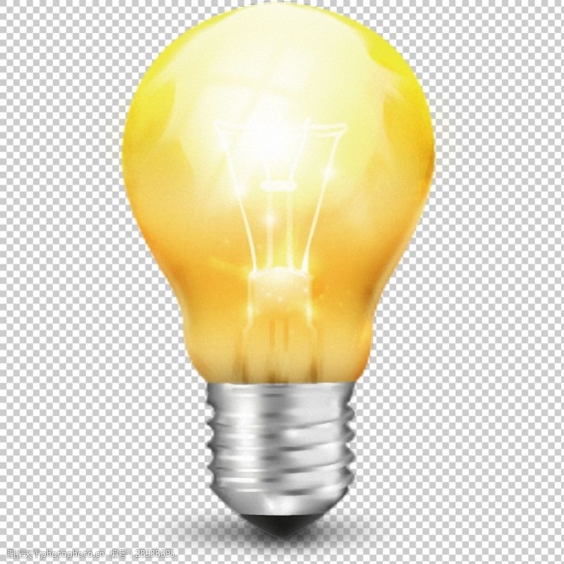 电灯泡创意图黄色白炽灯泡免抠png透明图层素材