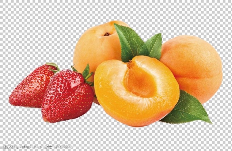 各类水果黄桃草莓水果免抠png透明图层素材