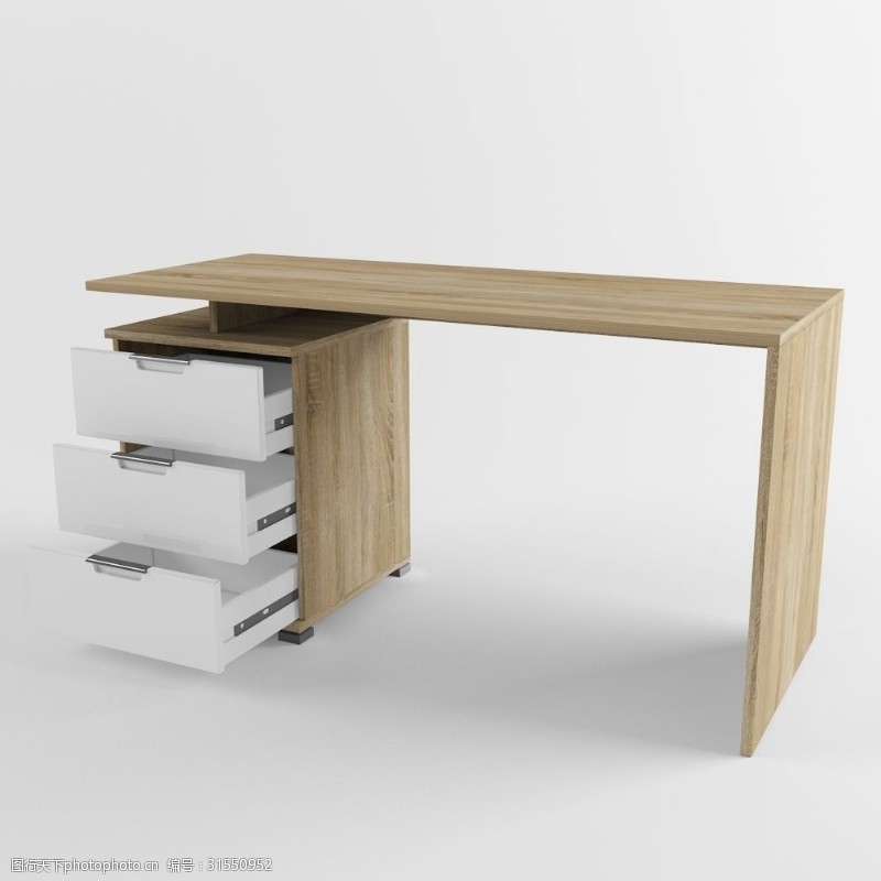 屉桌家用办公桌模型