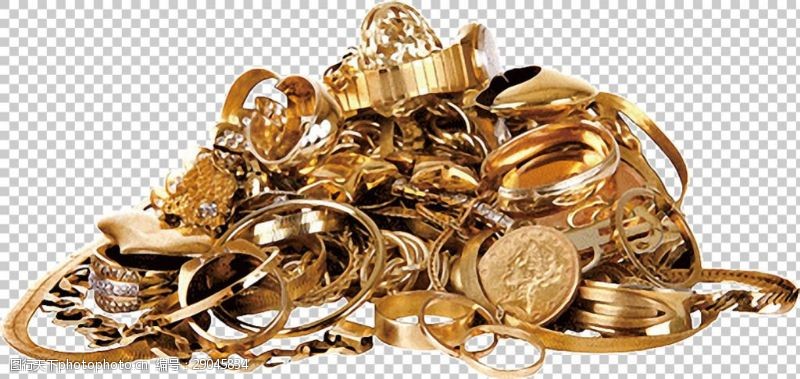 金牌块一堆黄金器物免抠png透明图层素材