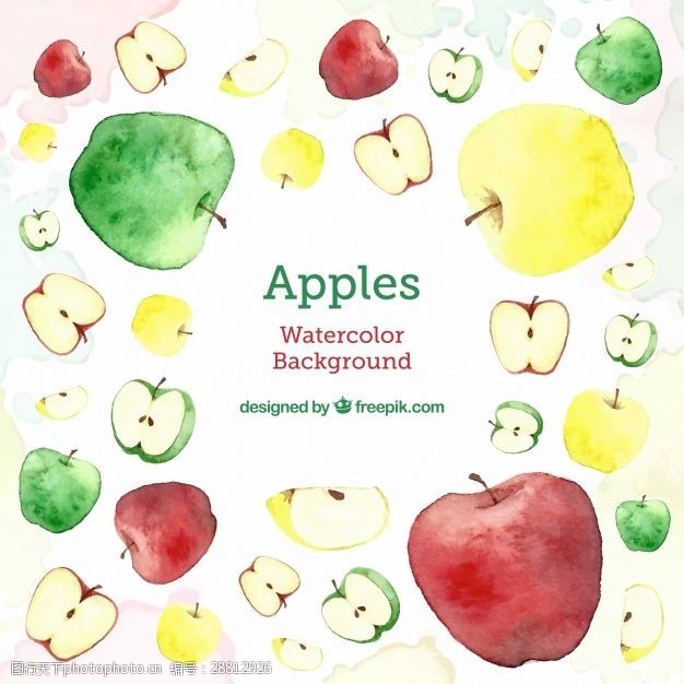 好水果与不同类型的苹果好吃的背景