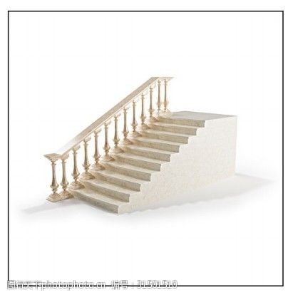 扶手栏杆白色带花纹扶手楼梯3d模型