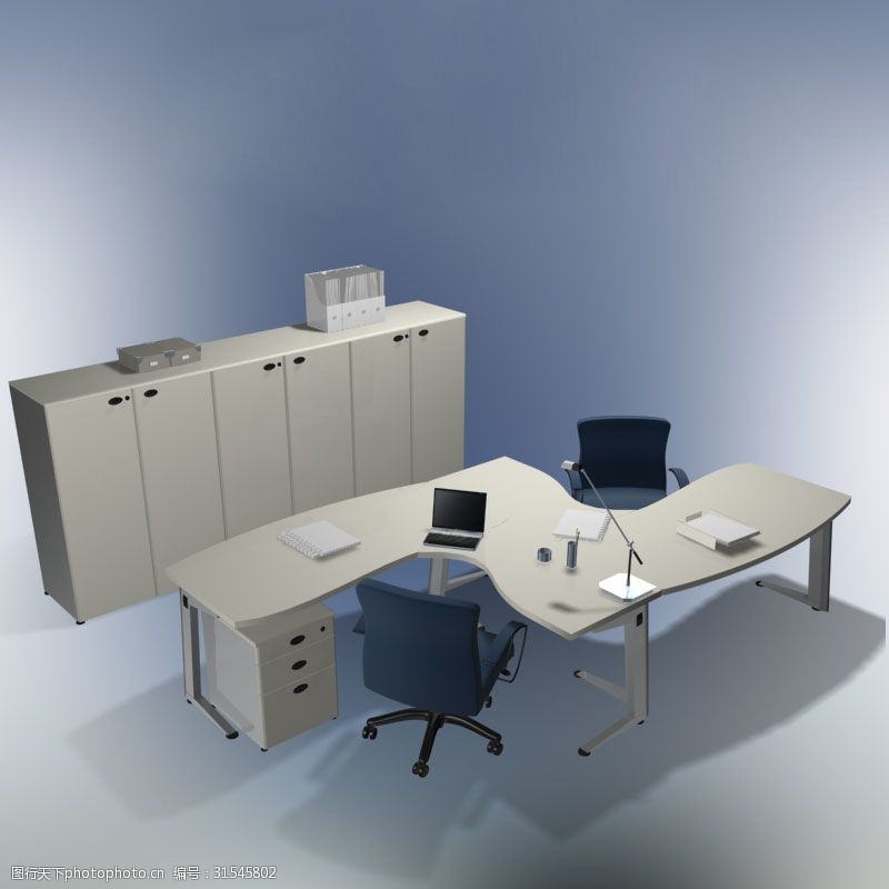 柜子白色简约办公桌模型下载