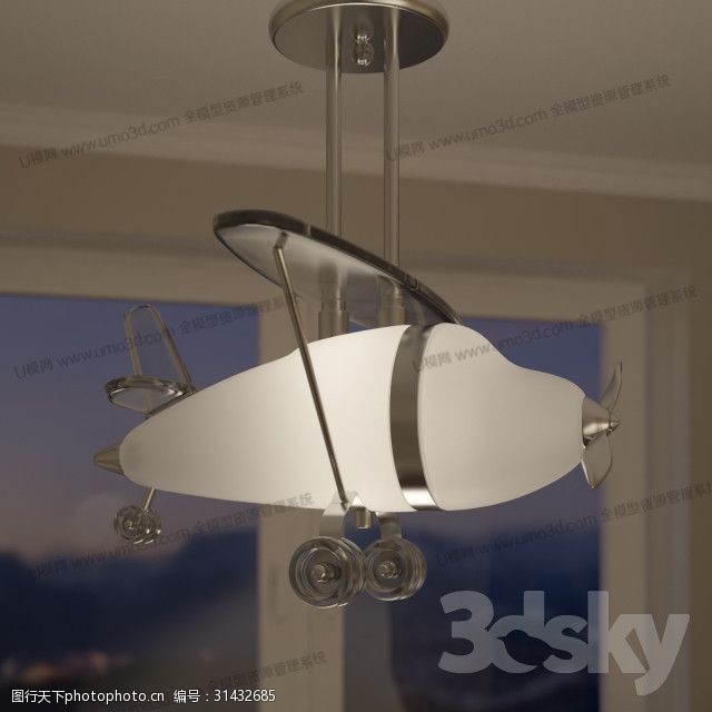 吊灯模型免费下载飞机样式灯具模型