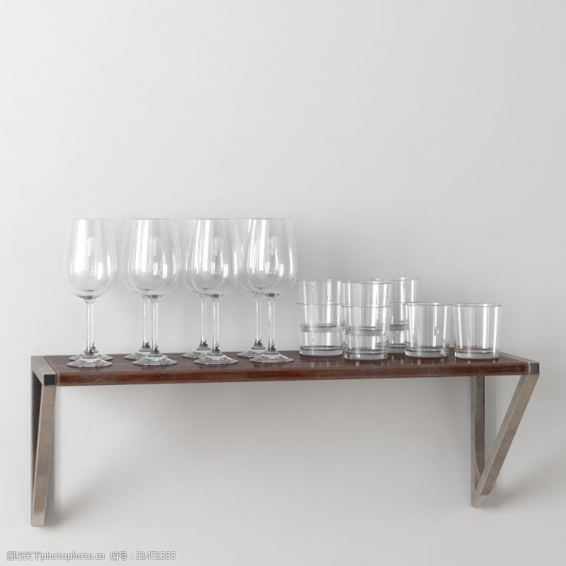 3d模型素材红酒杯玻璃水杯组合模型
