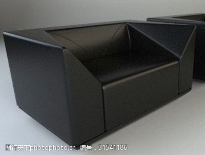 沙发模型素材下载家具模型黑色真皮沙发的3dsmax模型