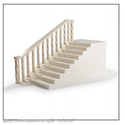 简约白色扶手栏杆楼梯3d模型