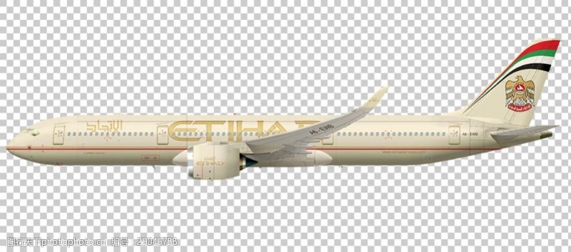 透气型金色机身大飞机免抠png透明图层素材