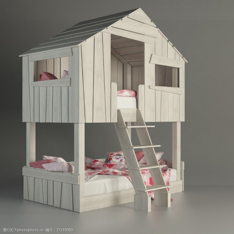 洁具模型可爱房子造型上下铺床