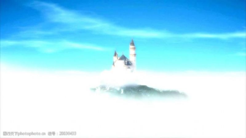 合成素材浪漫爱情天空城堡动态视频素材