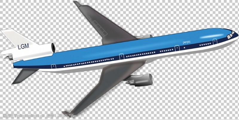 透气型蓝色的大飞机免抠png透明图层素材