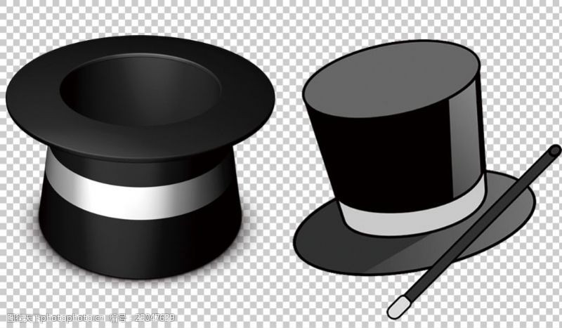 魔术道具两个黑色魔术帽免抠png透明图层素材