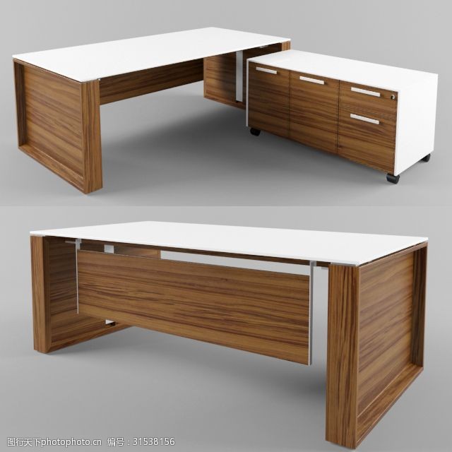 柜子木质简约风办公桌3d模型