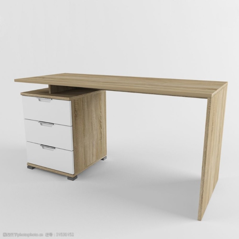 柜子木质简约实用书桌3d模型