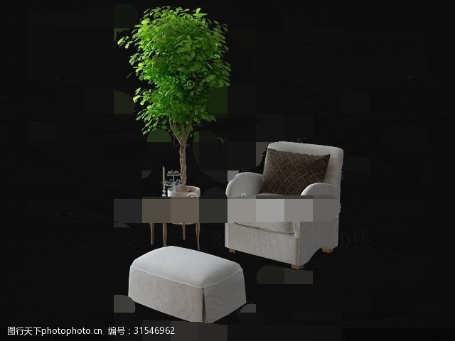 客厅模型下载浅色沙发模型下载