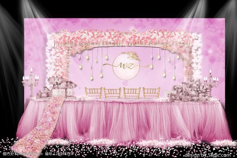 樱花节室内设计粉色婚礼甜品区psd效果图
