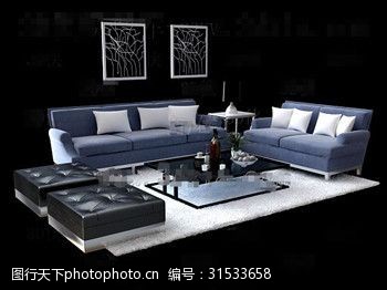 家具模型免费下载时尚简约的灰色沙发组合