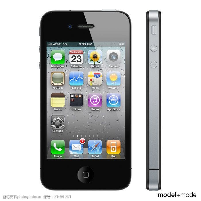 苹果四代时尚简约第四代苹果手机3d模型