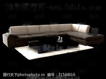 家具模型免费下载舒适的棕色布艺沙发组合