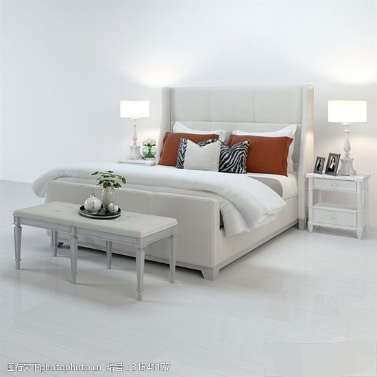 3d模型下载卧室双人床模型下载
