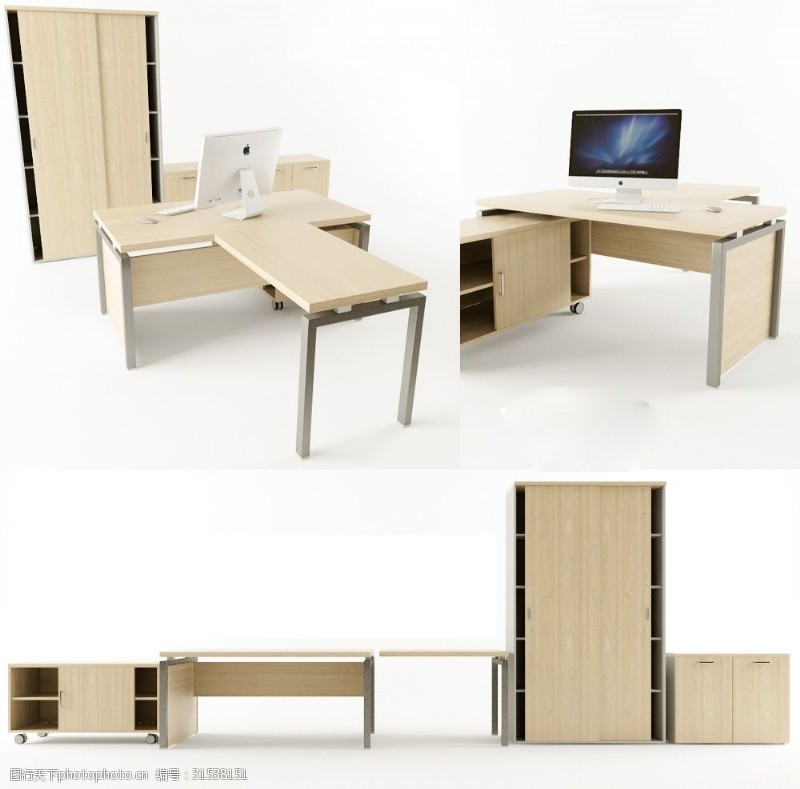 柜子现代木质实用电脑桌3d模型