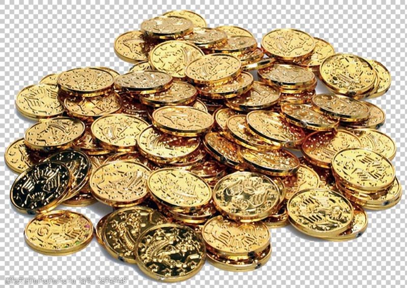 财宝箱一堆闪亮的金币抠png透明图层素材
