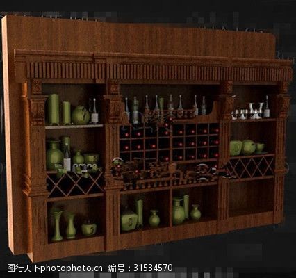 家具模型免费下载棕色多层木制酒柜
