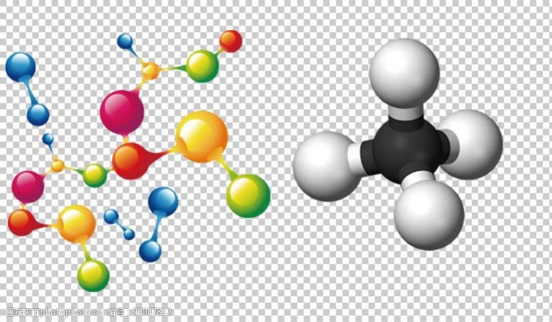 透气型彩色手绘分子模型免抠png透明图层素材