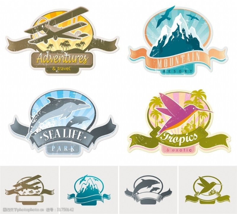海豚免费下载海豚标签徽章设计矢量合集