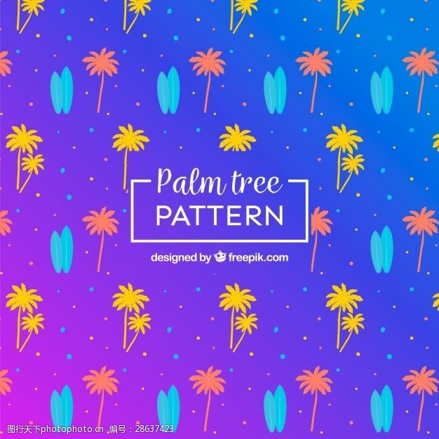 多彩的树木棕榈树的多彩图案