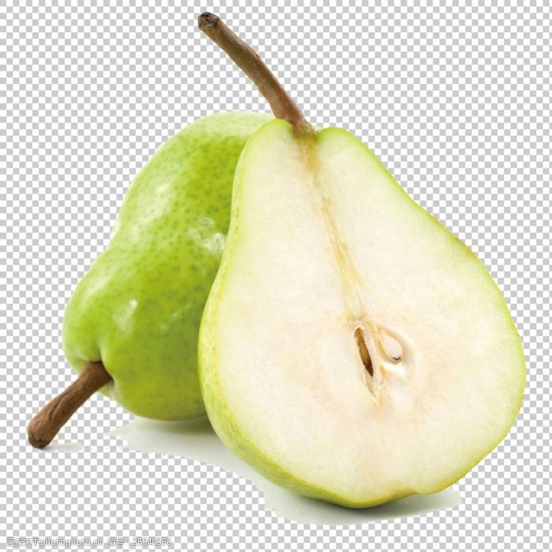 卡通梨切片切开的绿色梨子免抠png透明图层素材