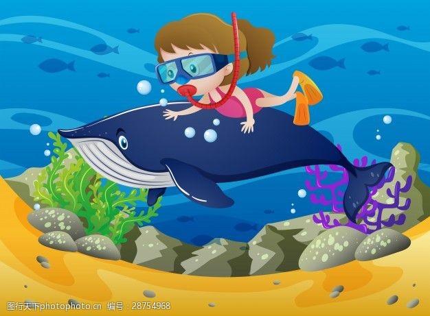 潜水运动与鲸鱼在海底潜水的女孩