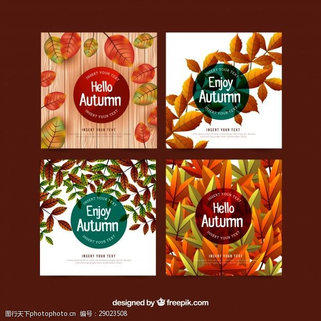 多彩的树木以写实风格的多彩秋天卡包